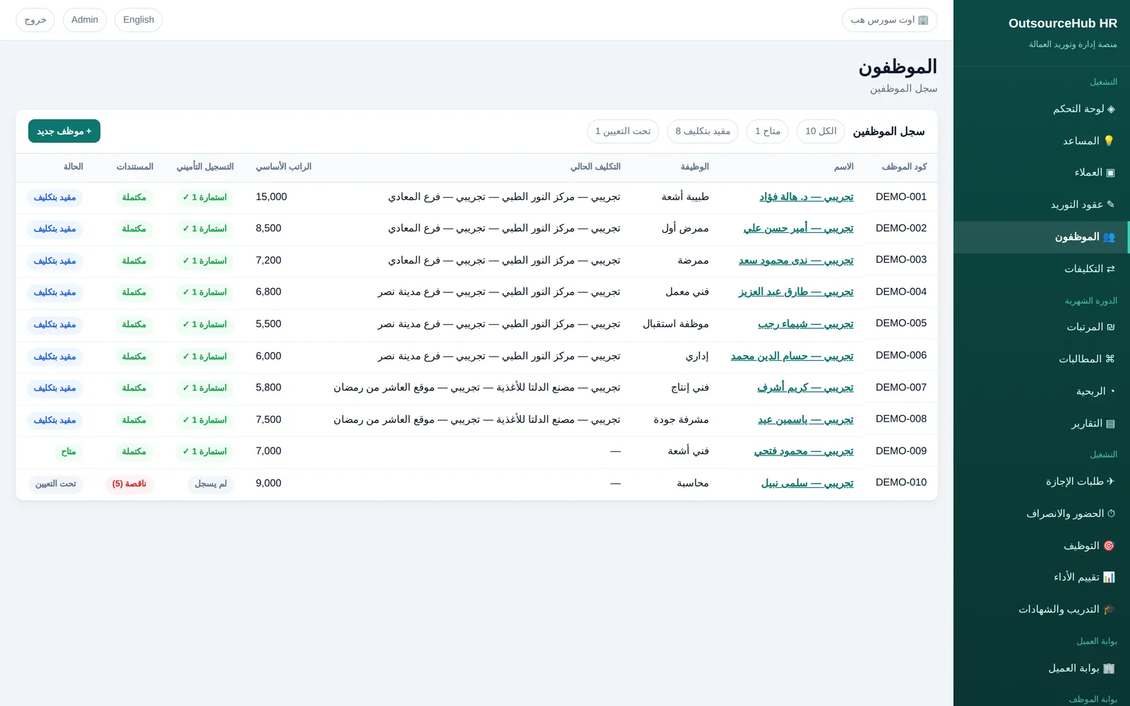 Teamenta: الموظفون